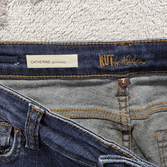 KUT from the Kloth Jeans Womens 2 Blue Catherine Boyfriend Distressed Stretch - Picture 9 of 14